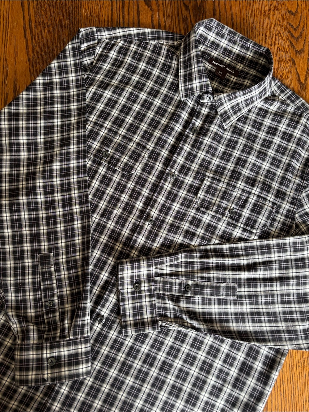 Michael Kors - XXL Navy/Pink/White Plaid Button-Down Cotton Shirt (M-113)